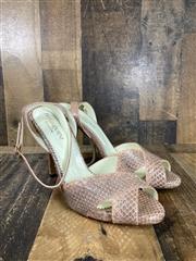 YVES SAINT LAURENT Snakeskin Ankle Strap Heels